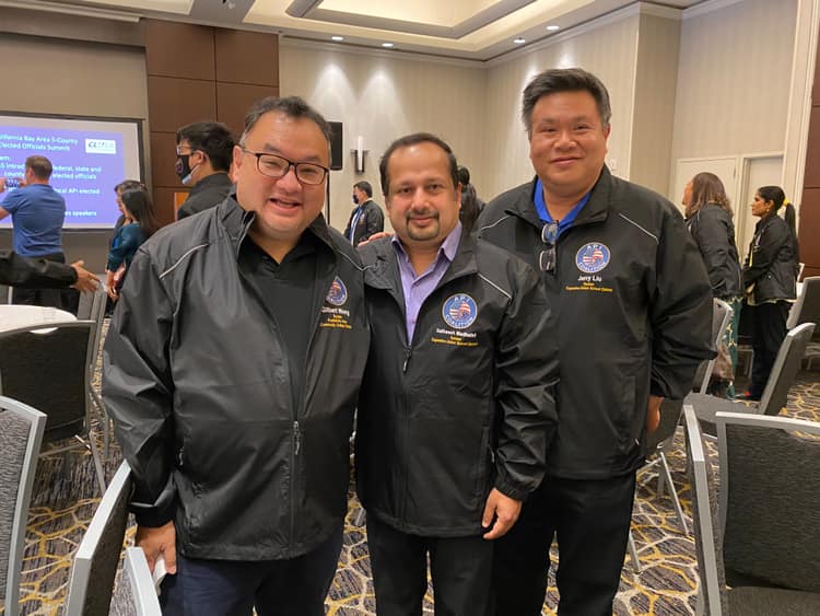Satheesh Madhathil with fellow elected officials at a Bay Area elected officials summit
